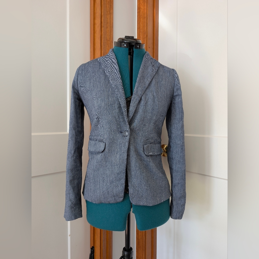 LOFT | Size 0 | Women's Linen Chambray Blue Blazer